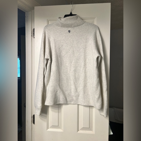 Kuhl Solace Cowl Neck Sweater Rib Knit Organic Cotton Natural Womens Size L - Picture 7 of 10